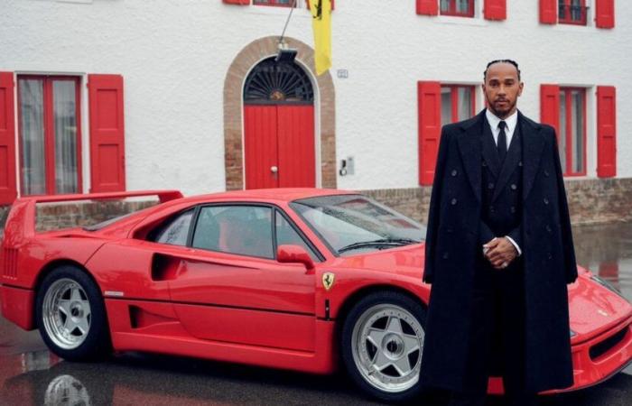 F40 at Maranello, Italian elegance, an already iconic first photo of Lewis Hamilton with Ferrari