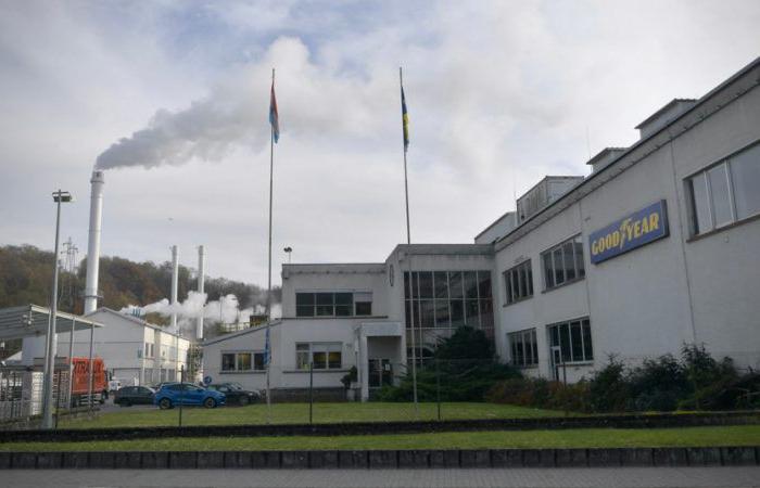 A fire in progress at the Goodyear factory in Colmar-Berg