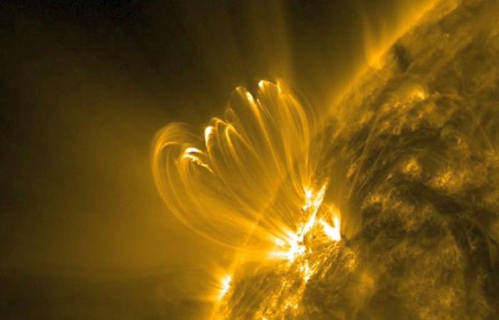 Scientists discover that large, dangerous solar flares are preceded by flickering loops