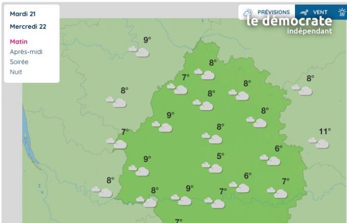 Dordogne, what will the weather be like this Wednesday January 22?