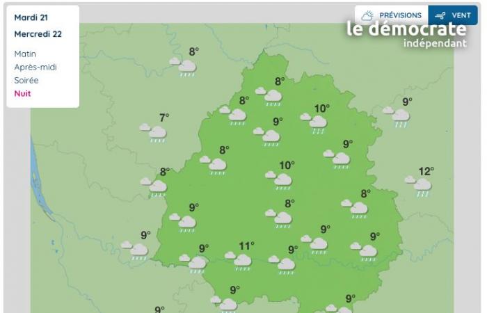 Dordogne, what will the weather be like this Wednesday January 22?