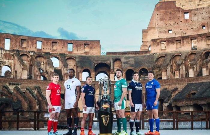 in picture, the captains gathered for the official photo at the Colosseum in Rome