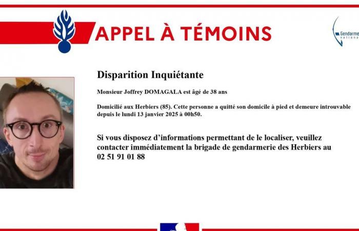 Disturbing disappearance of a 38-year-old man in Vendée, a call for witnesses launched by the gendarmerie