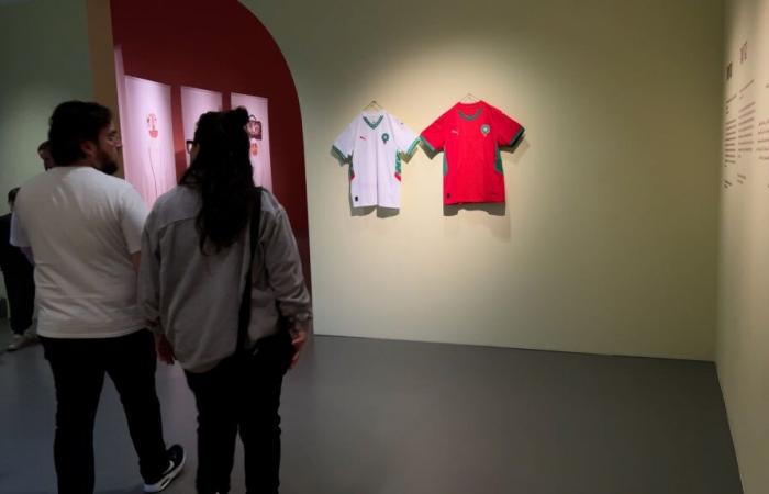 Morocco team jerseys on display at the Centraal Museum for MOḌA