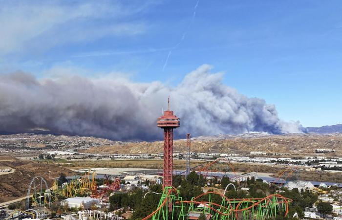 A new fire rages north of Los Angeles