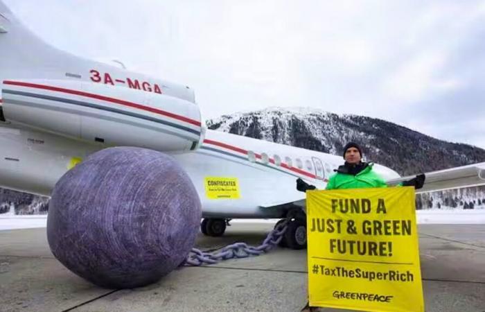 Live from WEF 2025: Greenpeace “confiscates” the jets of the rich