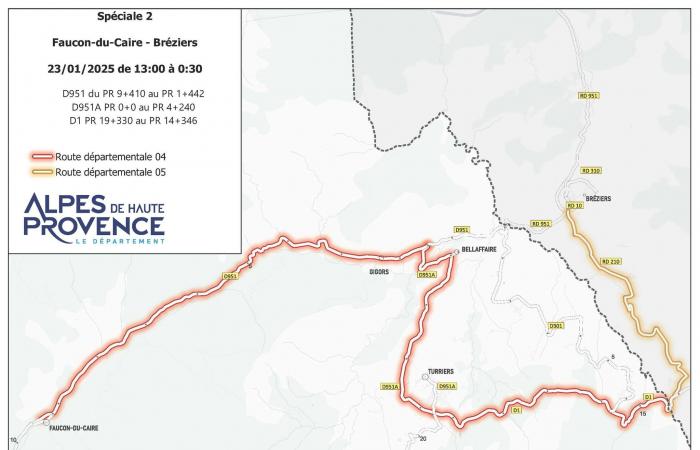 Several roads cut with the passage of the Monte-Carlo Rally