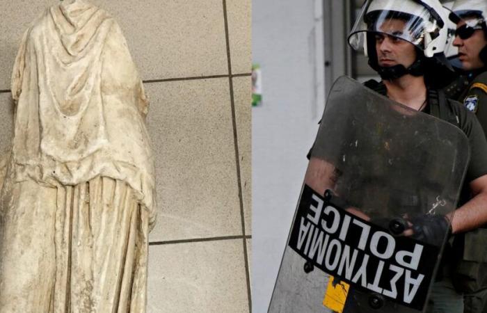 Greek police open investigation after discovery of ancient statue ‘near trash cans’