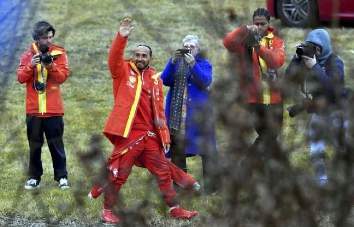 Lewis Hamilton made his track debut in red at Ferrari