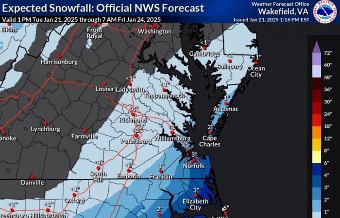 3-6 inches of snow predicted for Hampton Roads and Outer Banks; storm warning issued – The Virginian-Pilot