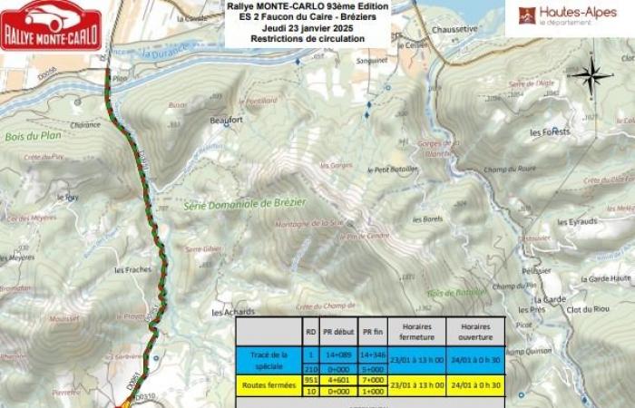 Several roads cut with the passage of the Monte-Carlo Rally