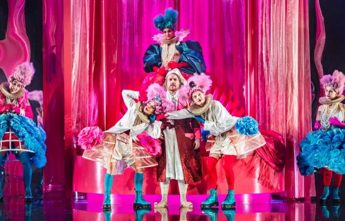 King Frederik and Queen Mary occupy the royal box for their first performance at the Royal Danish Theater