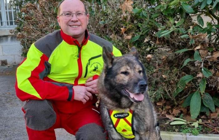 Gerko, the fire dog, decorated by the Prefect