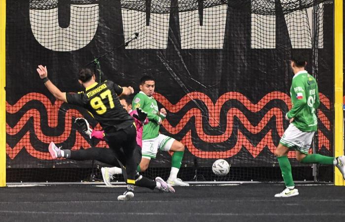 Violent brawl at the end of an indoor soccer match