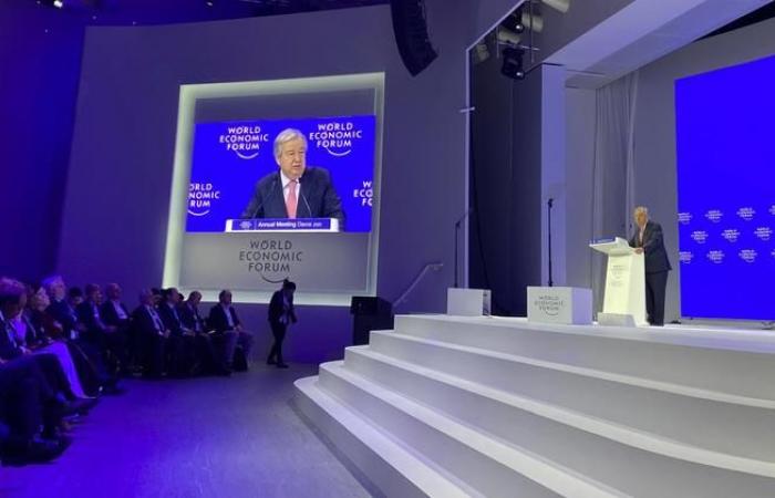 At Davos, Guterres slams backsliding on climate commitments