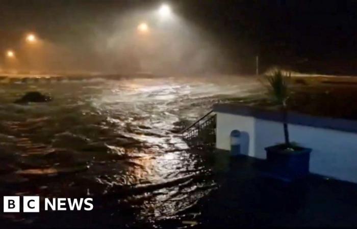 CCTV footage shows flooding outside Galway aquarium