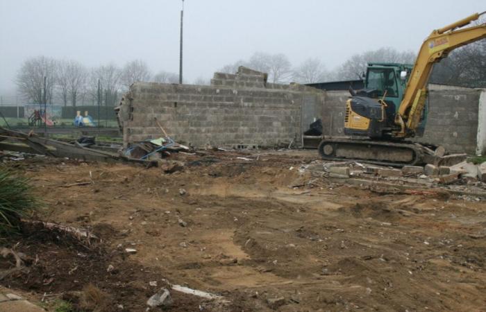 Demolition in progress for a new project in the middle of the town