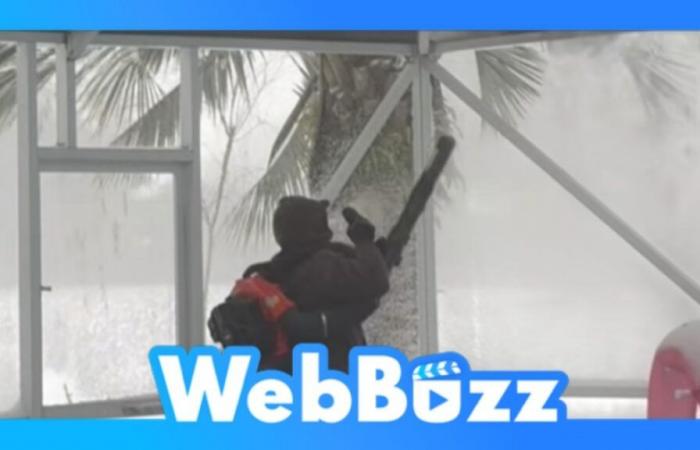 This is how snow is blown in Florida