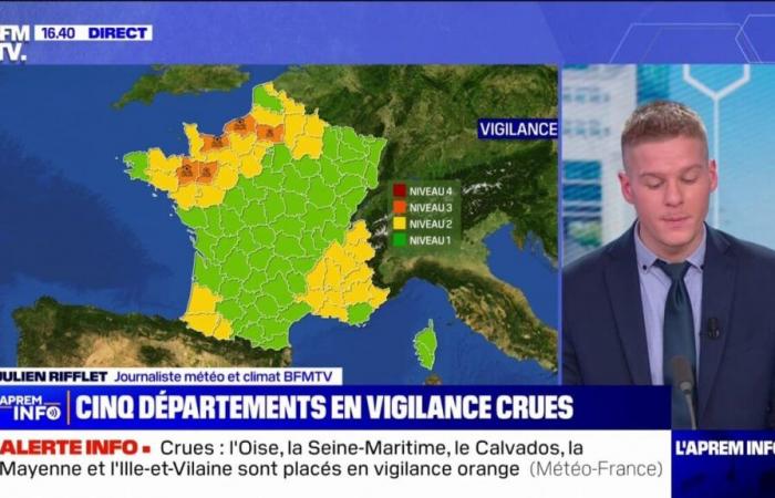 Five departments placed in orange raw vigilance by Météo-France