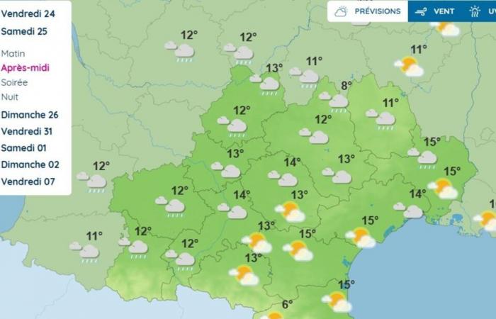 What weather is predicted by Météo France for this weekend in Toulouse and Occitanie?