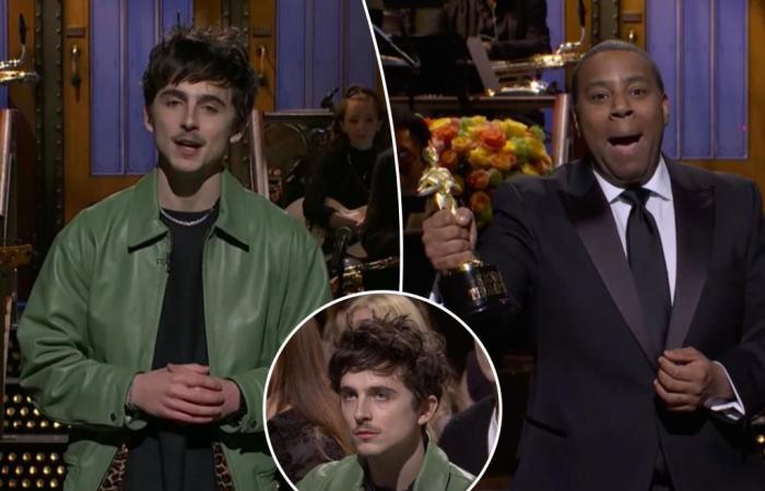 Timothee Chalamet pokes fun at award show failures as actor pulls double duty on ‘SNL’