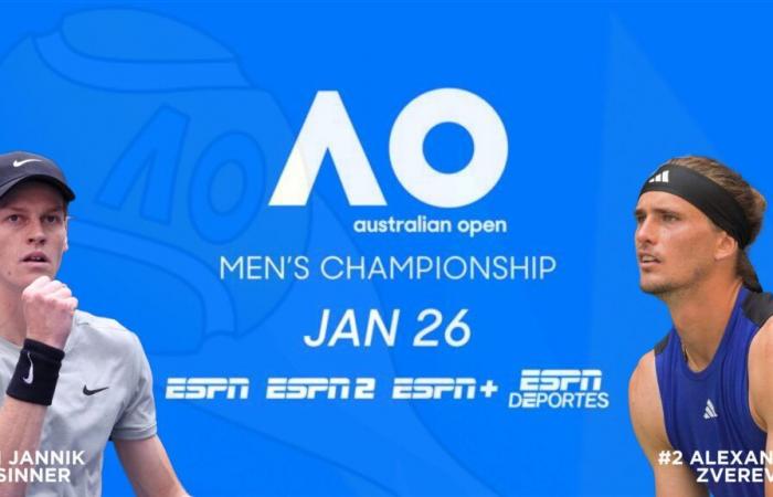 Australian Open 2025 Men’s Championship LIVE Sunday, January 26 at 3:30 a.m. ET on ESPN, ESPN Deportes, and ESPN+