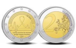 A 2 euro commemorative coin dedicated to the fight against cancer.