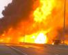 Tanker truck on fire: driver involved in accident saves another motorist