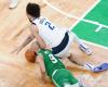 Celtics’ Derrick White chips tooth during face plant but smiles in end