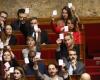 LFI deputies brandish their voter cards in the middle of Michel Barnier’s speech