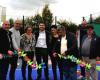 Chateaugiron. An Urban tennis court installed at Courts du Bois