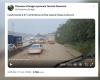 disturbing images of rising waters along the highway in Givors (videos)