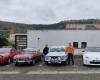 Countryside-sur-Aude. Night outing of old vehicles