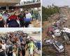 Hundreds of volunteers walk miles from Valencia to the hardest-hit areas armed with brushes and buckets