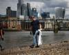 in London, a demonstration along the Thames against the massive pollution of the country's waterways