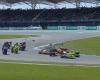 the images of the big crash between three drivers at the start, Quartararo on the ground