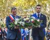 Jordan Bardella alongside Louis Aliot for the November 11 ceremony in Perpignan where he will sign his book