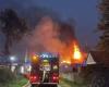 A fire in progress in a house near Lamballe-Armor