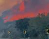 the state of California still in the grip of flames