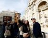 Under construction, the famous Trevi Fountain can still be visited from a footbridge