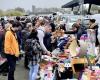 in Parthenay, the big day crowds at the fairgrounds