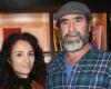 Eric Cantona supported by his wife Rachida Brakni for a difficult speech