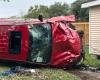 ON VIDEO | A vehicle rolls over on its property and smashes its shed on a Sunday morning