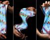 This unusual expandable screen can be stretched and twisted to increase its size