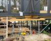 one year after the floods in the Guînes marsh, the refuge of the educational park rebuilt on stilts