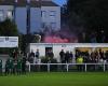 in La Rochelle, a spectator throws his beer at football players