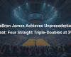 LeBron James Achieves Unprecedented Feat: Four Straight Triple-Doubles at 39