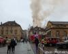 Fire and cloud of smoke in downtown Metz