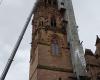 After the virgin, the campanile and the bell come down from the bell tower of Rodez Cathedral