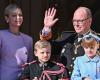 Jacques and Gabriella of Monaco on the balcony with Albert II and Charlene to attend the military parade including the Republican Guard